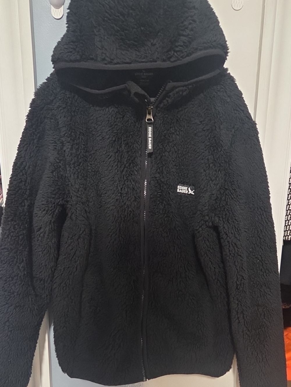 Eddie Bauer Black Sherpa Hooded Zip Jacket